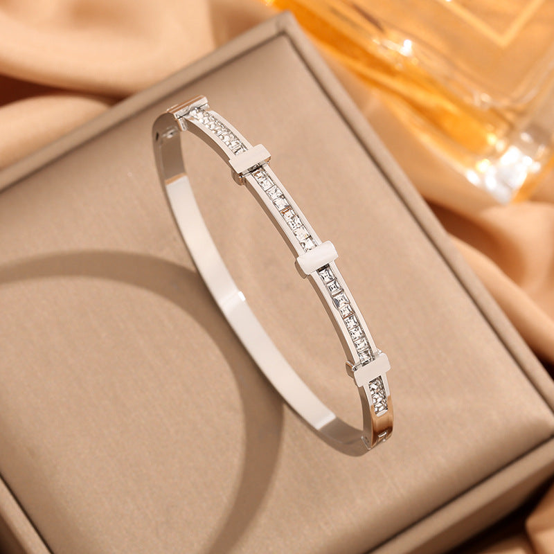 Double Layer Geometric Open Bracelet