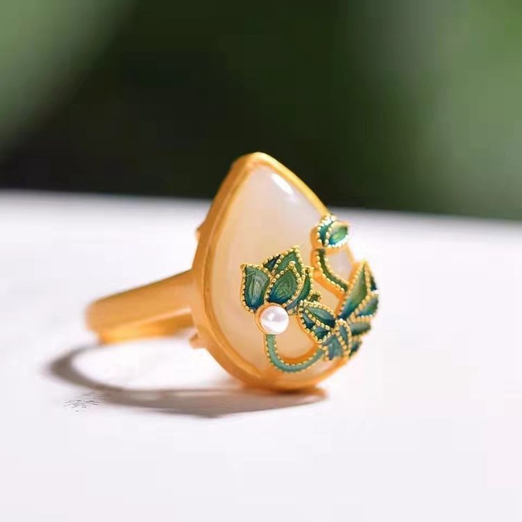 Lotus Inlaid Ring