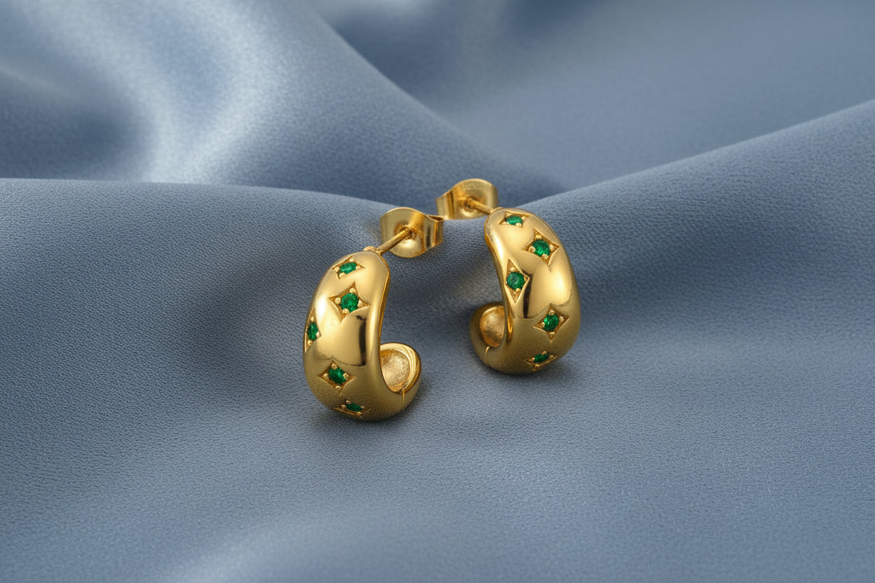 Inlaid Huggie Rhinestone Earrings