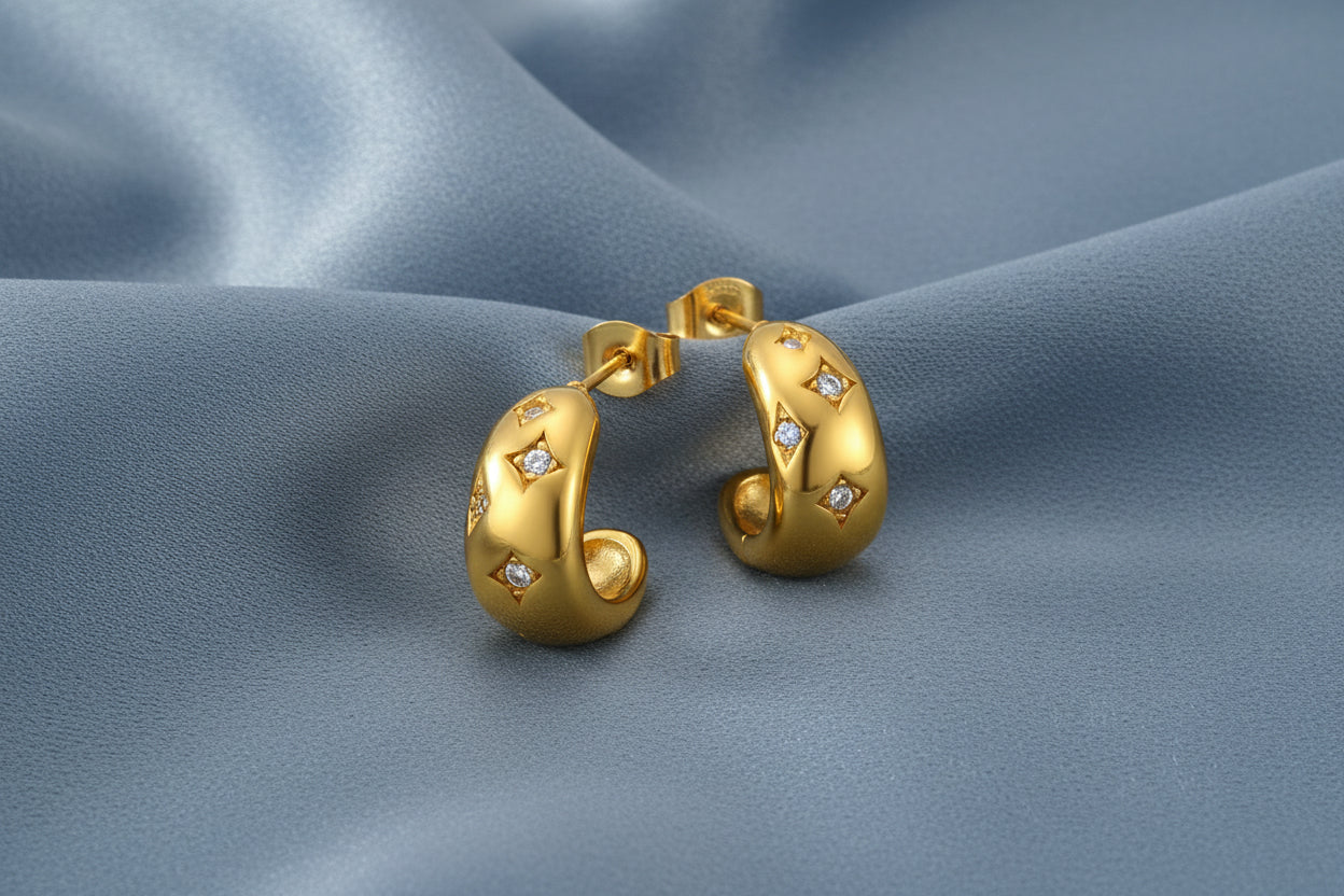 Inlaid Huggie Rhinestone Earrings