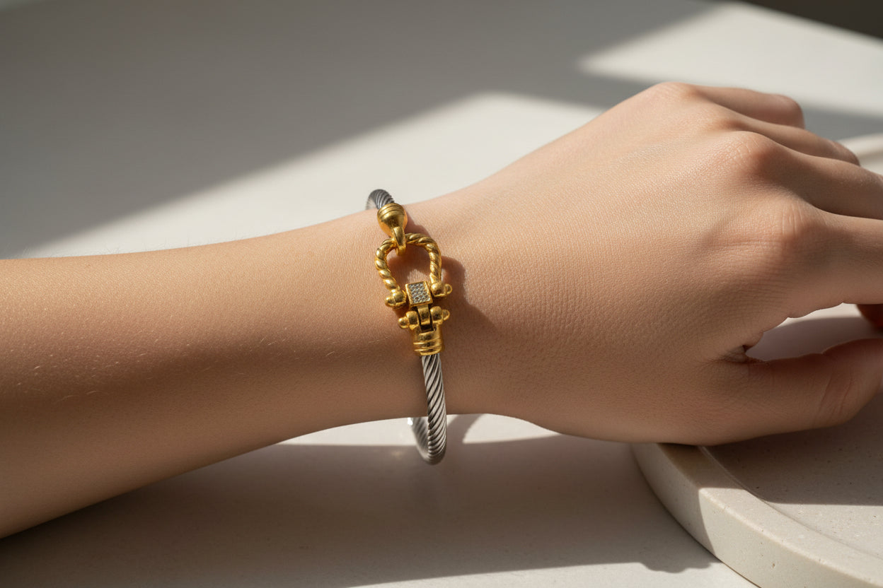 Titanium Horseshoe Clasp Bracelet