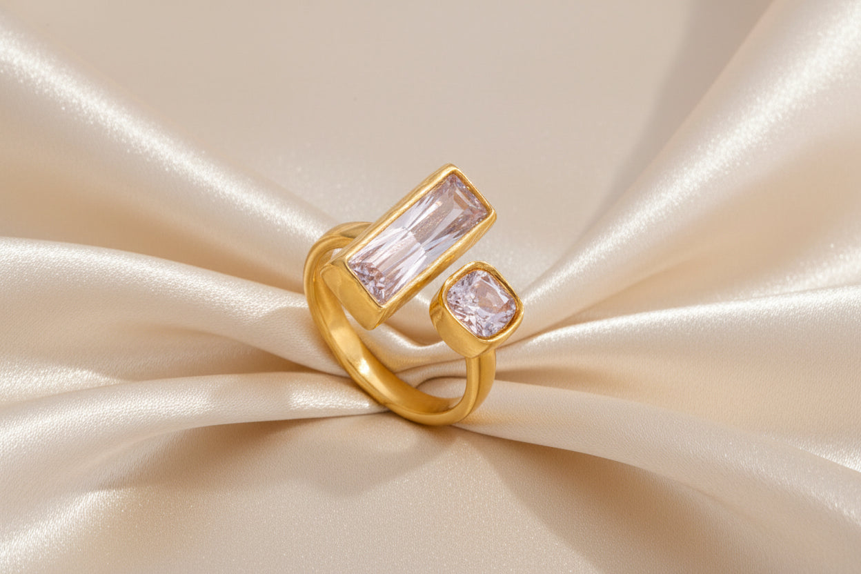Square Round Zirconia Ring