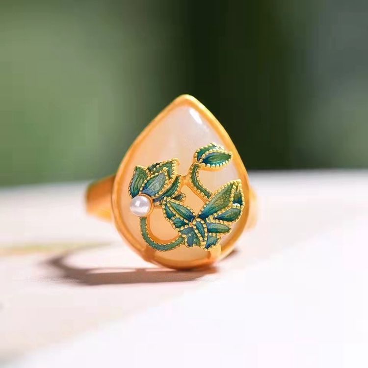 Lotus Inlaid Ring