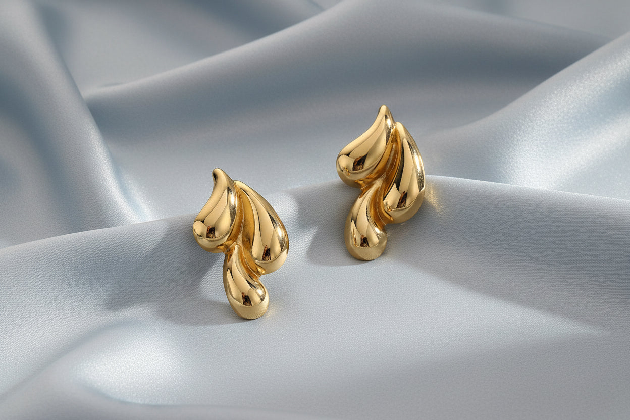 Double Water Drop Stud Earrings