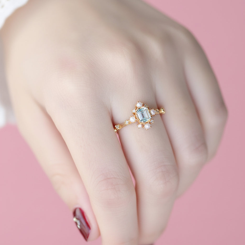 Sterling Silver Retro Blue Topaz Ring