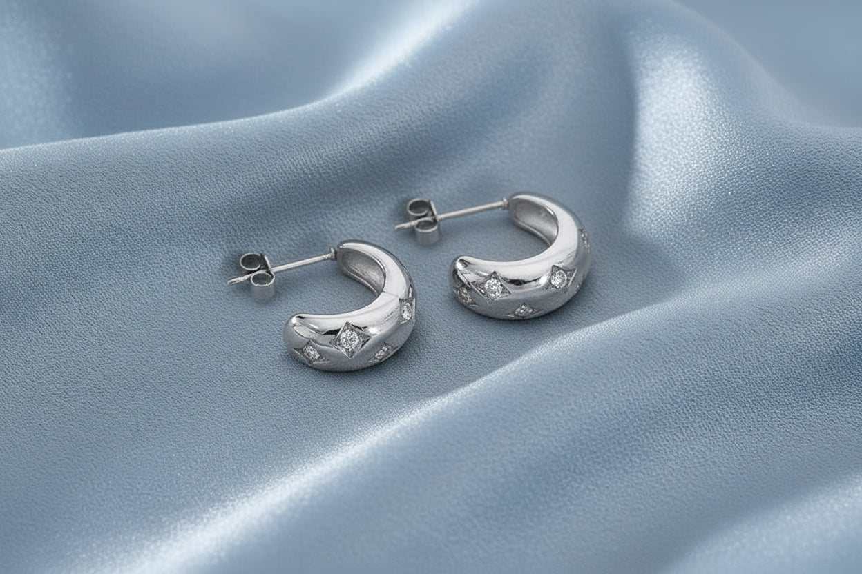 Inlaid Huggie Rhinestone Earrings