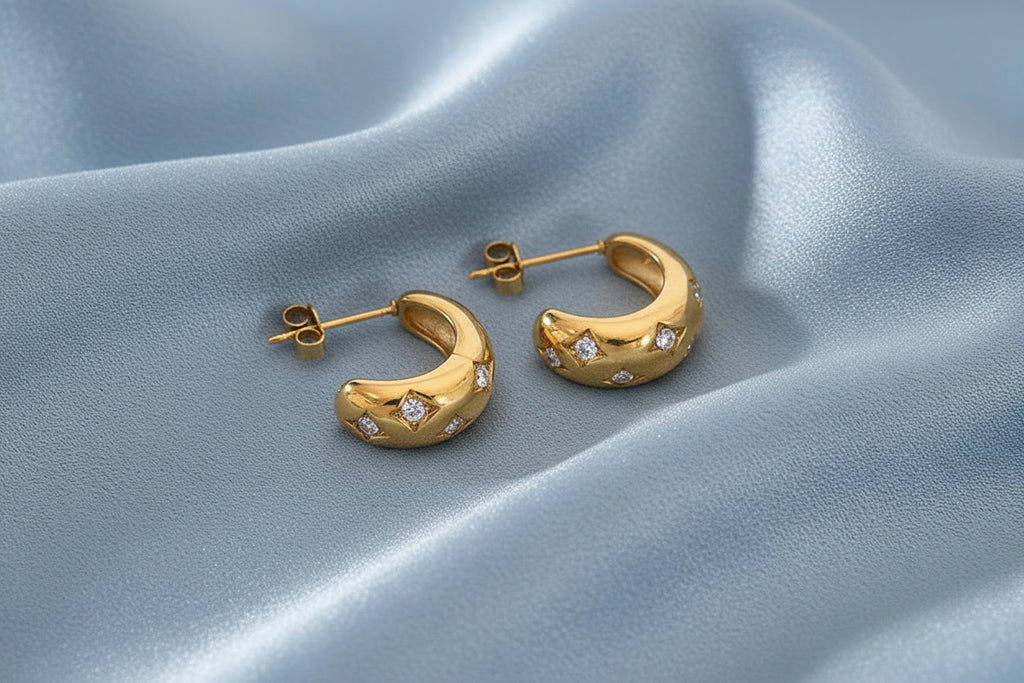 Inlaid Huggie Rhinestone Earrings