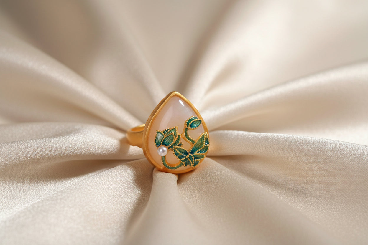 Lotus Inlaid Ring