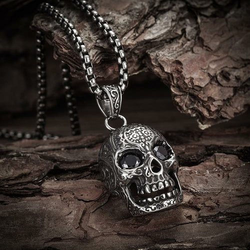 Sterling Silver Skull Pendant Necklace