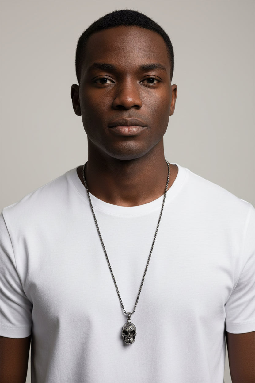 Sterling Silver Skull Pendant Necklace