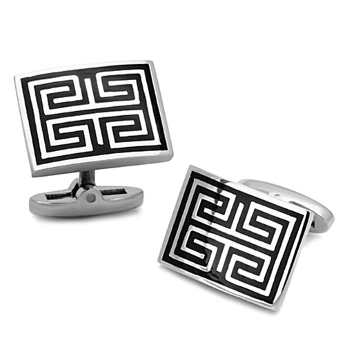 Greek Key Stainless Steel Cufflink