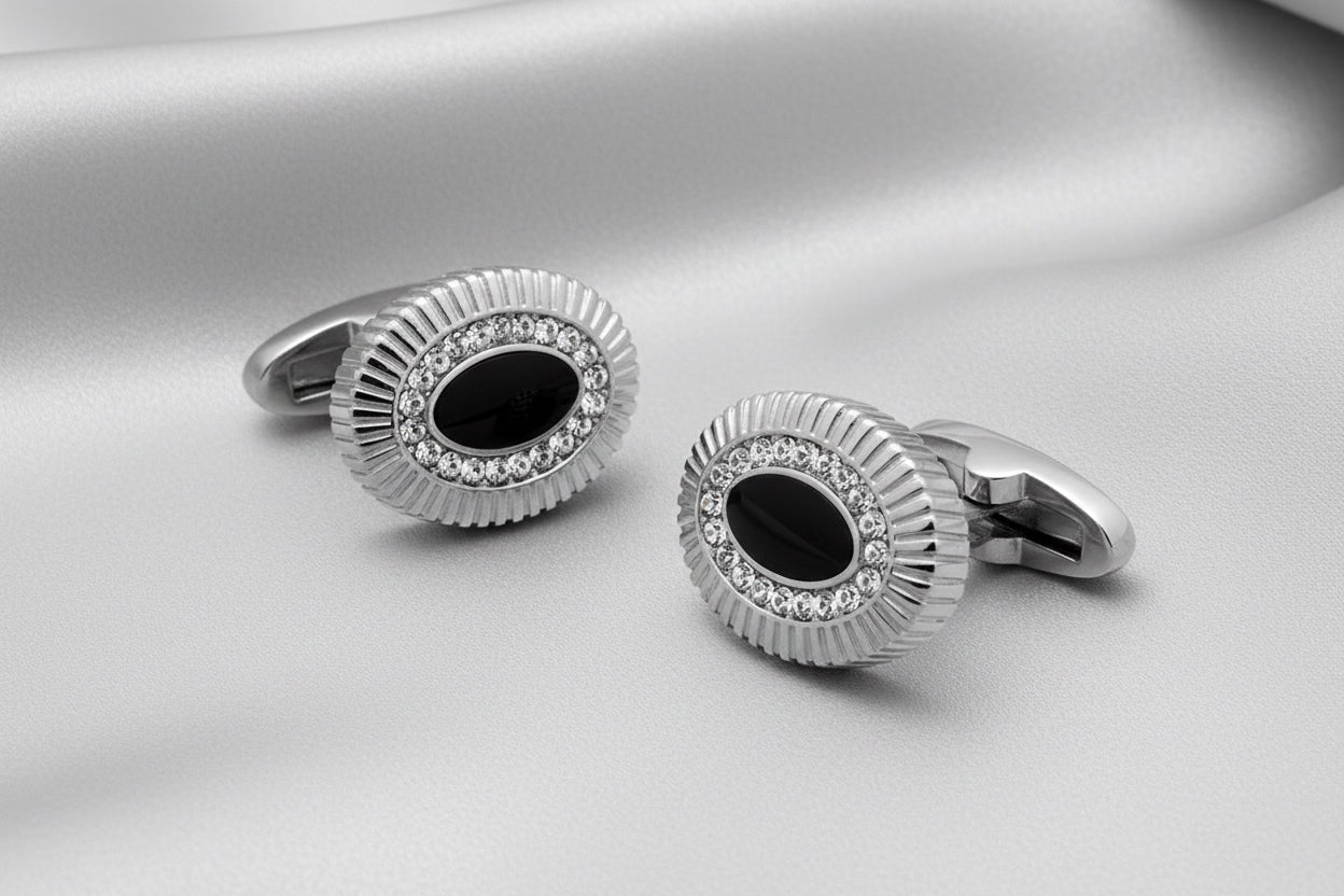 Black Oval Diamond Cufflinks