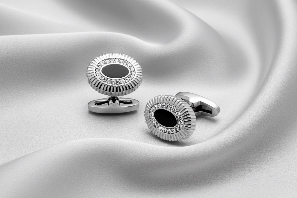 Black Oval Diamond Cufflinks